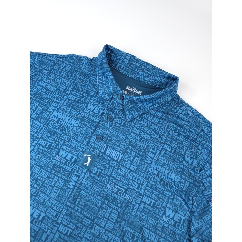BogeyBros Golf Short Sleeve Turquoise Blue Polo Shirt Size XL Excuses